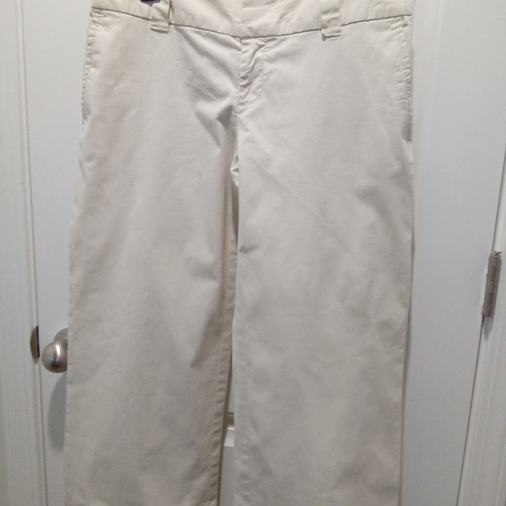 Banana Republic Women's Size 8. Cream Wide-Leg Ankle Cropped Pants 24.25" Inseam